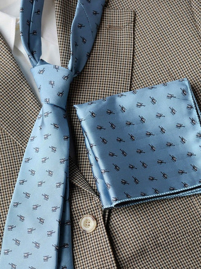 Men's Luxury Patterned Tie and Pocket Square Set Classic Formal Style UK