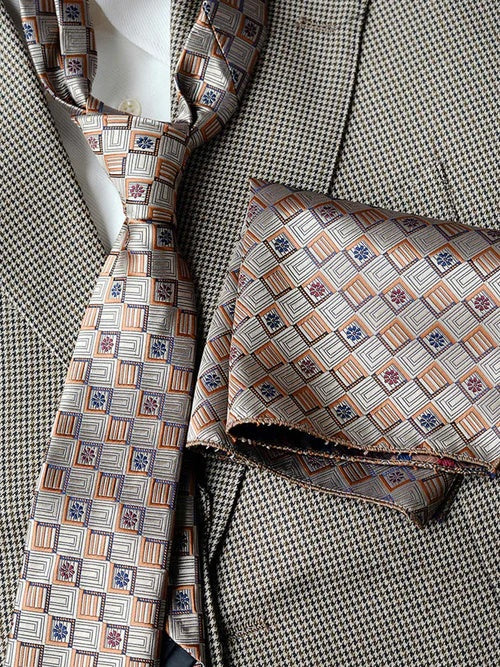 Men's Luxury Patterned Tie and Pocket Square Set Classic Formal Style UK