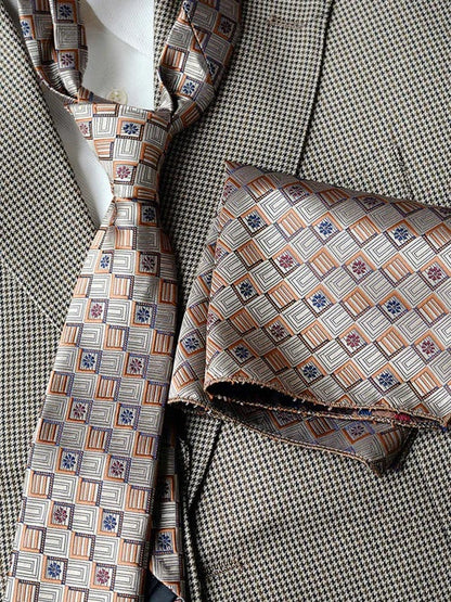 Men's Luxury Patterned Tie and Pocket Square Set Classic Formal Style UK