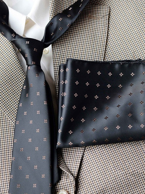 Men's Luxury Patterned Tie and Pocket Square Set Classic Formal Style UK