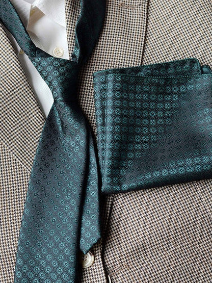 Men's Luxury Patterned Tie and Pocket Square Set Classic Formal Style UK