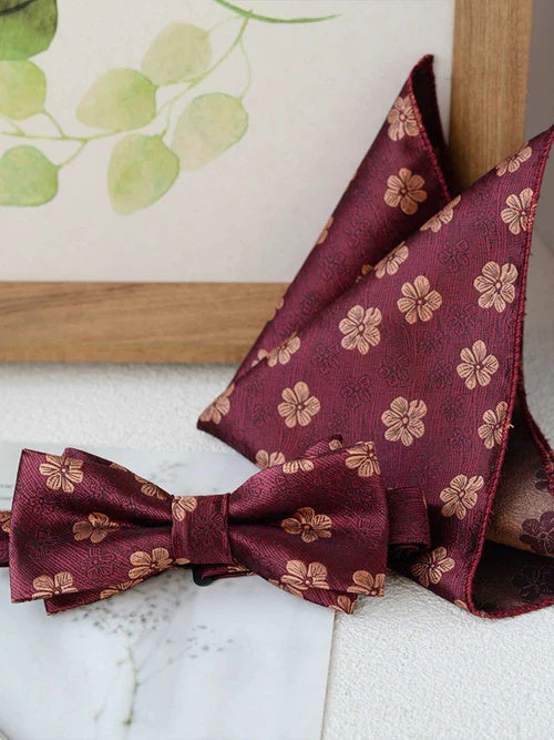 Modern Men's Bow Tie and Pocket Square Set Elegant Formal Wedding Accessories UK