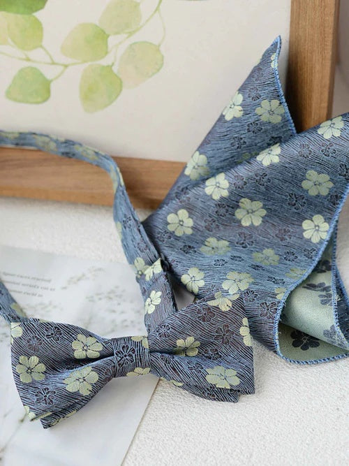 Modern Men's Bow Tie and Pocket Square Set Elegant Formal Wedding Accessories UK