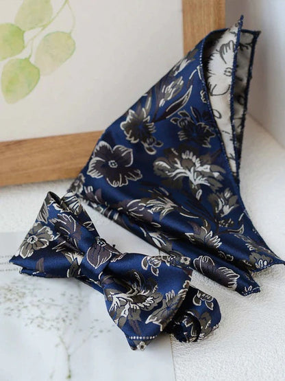 Modern Men's Bow Tie and Pocket Square Set Elegant Formal Wedding Accessories UK