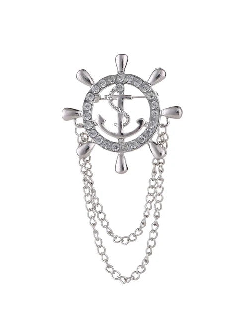 Modern Silver Men's Brooch Lapel Pin Elegant Suit Accessory for Wedding & Formal Wear UK