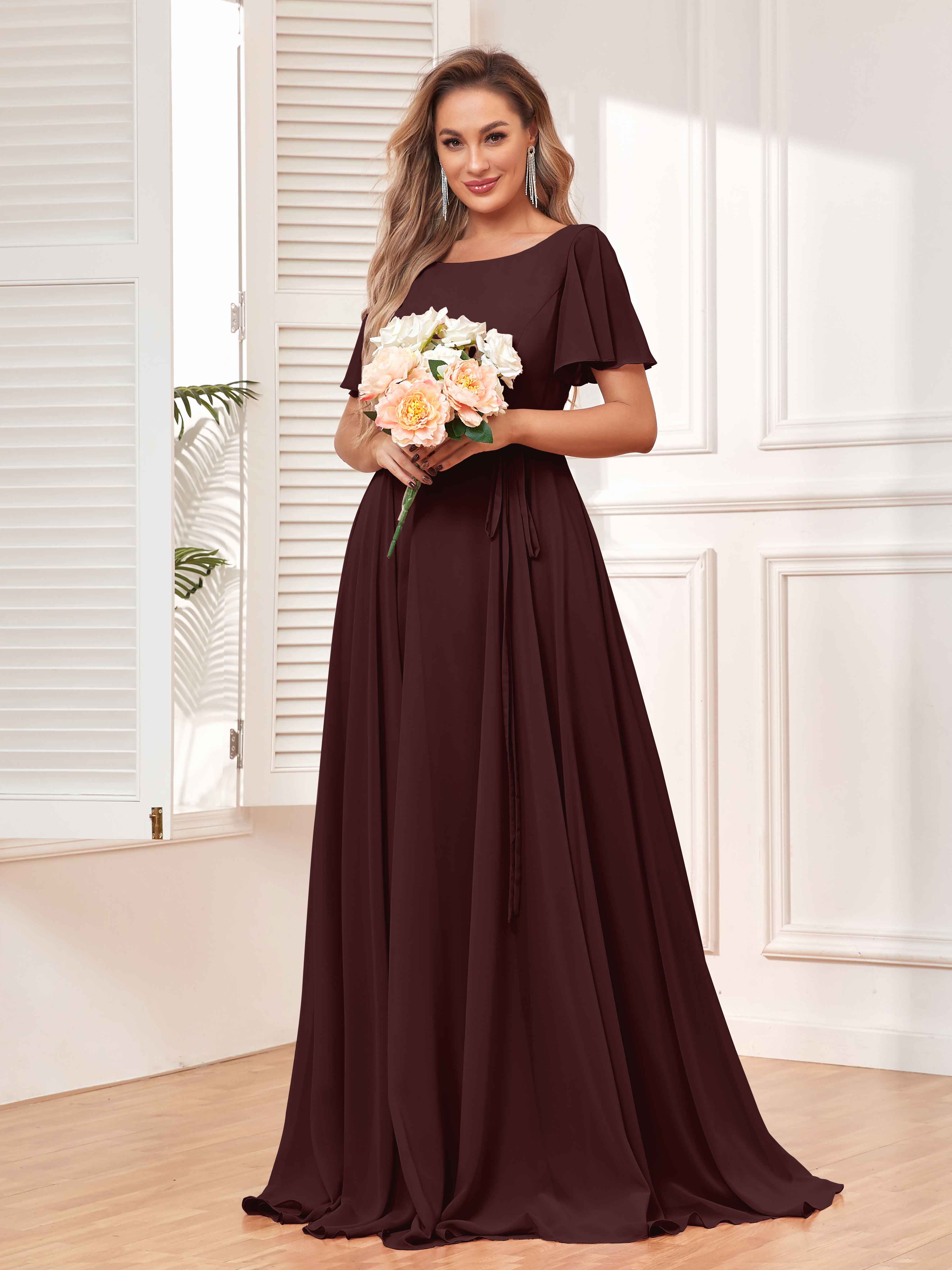 Cheap modest bridesmaid dresses with sleeves hotsell