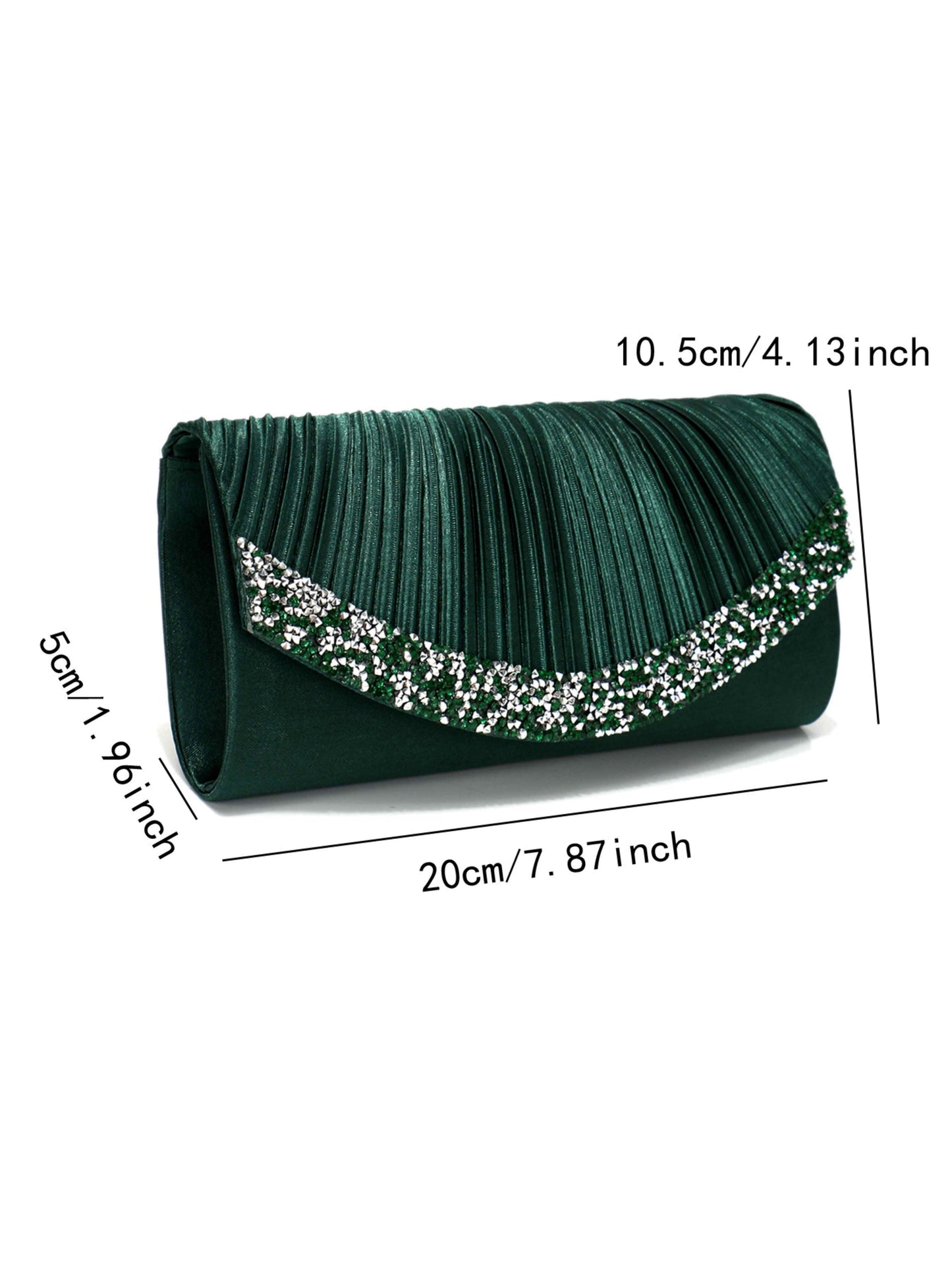 Pleated Envelope Clutch Bag with Crystal Trim for Wedding, Prom & Evening Party UK