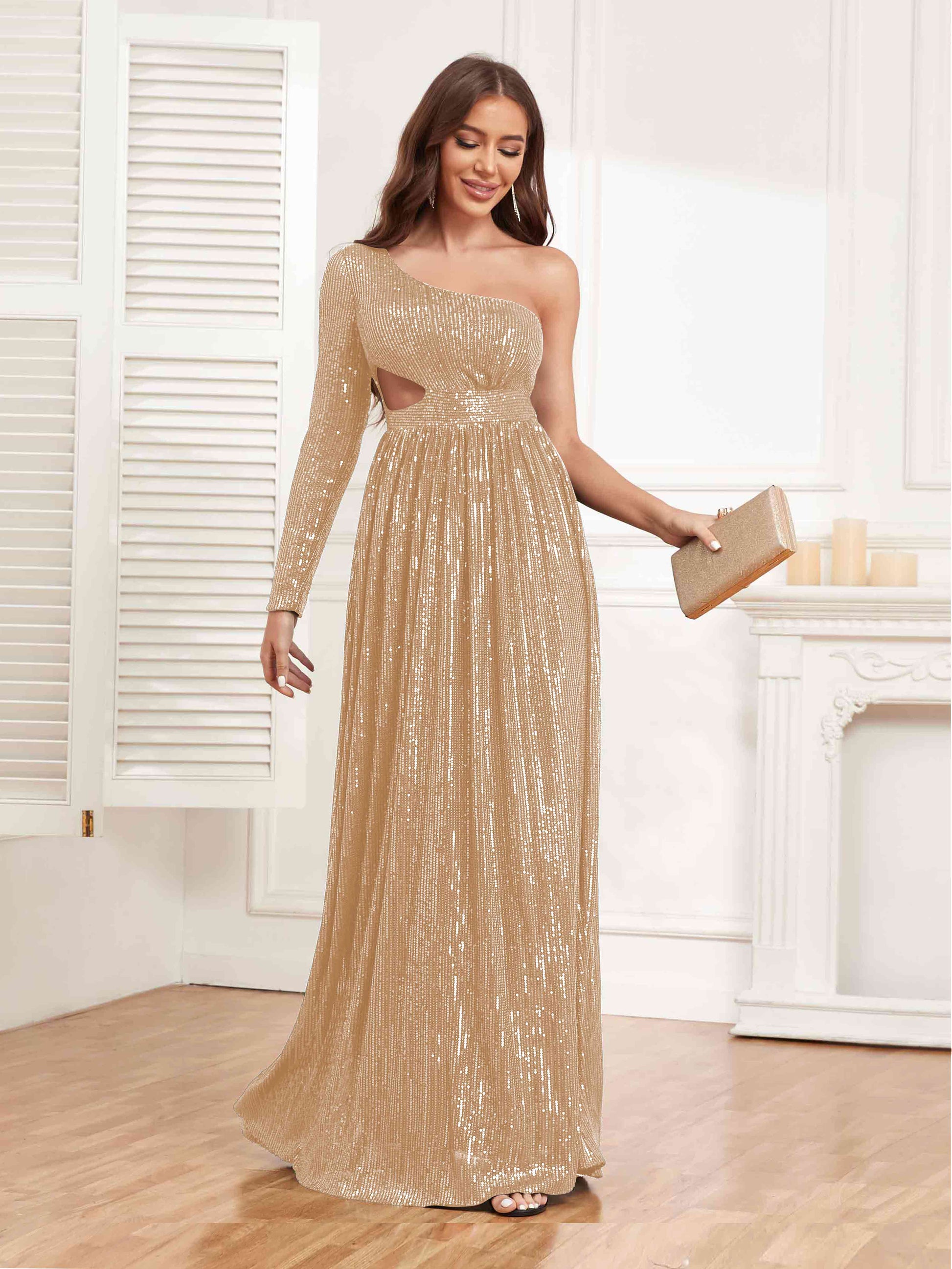 sparkling party dresses uk Radiant One Shoulder Floor Length Sequin Party Dresses UK mollyevers.co.uk