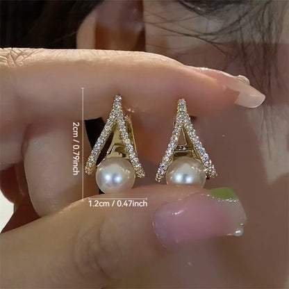 Romantic Pearl Stud Earrings Elegant Gold Crystal Design for Women UK