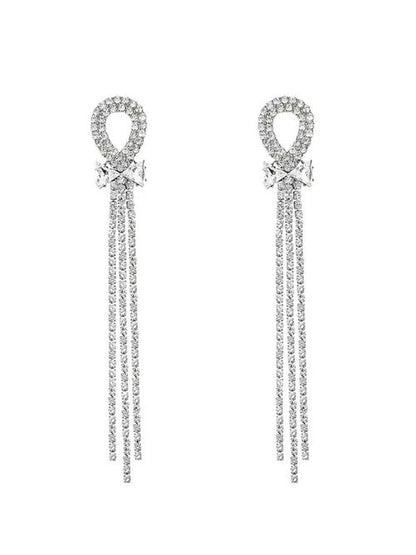 Sparkly Rhinestone Long Tassel Earrings for Wedding, Prom & Party UK