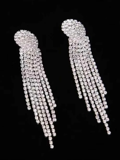 Stunning Rhinestone Tassel Earrings Long Dangle Statement Earrings for Wedding & Party UK