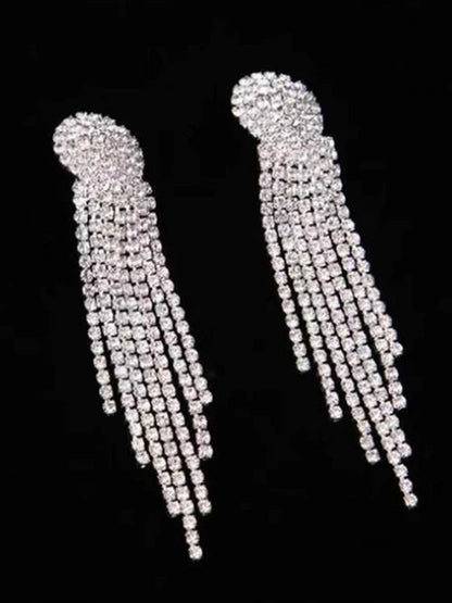 Stunning Rhinestone Tassel Earrings Long Dangle Statement Earrings for Wedding & Party UK