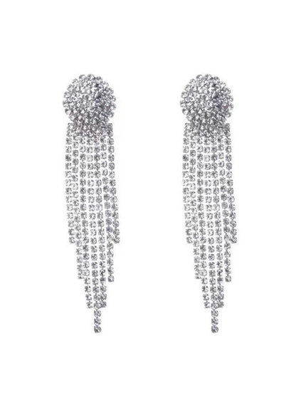 Stunning Rhinestone Tassel Earrings Long Dangle Statement Earrings for Wedding & Party UK