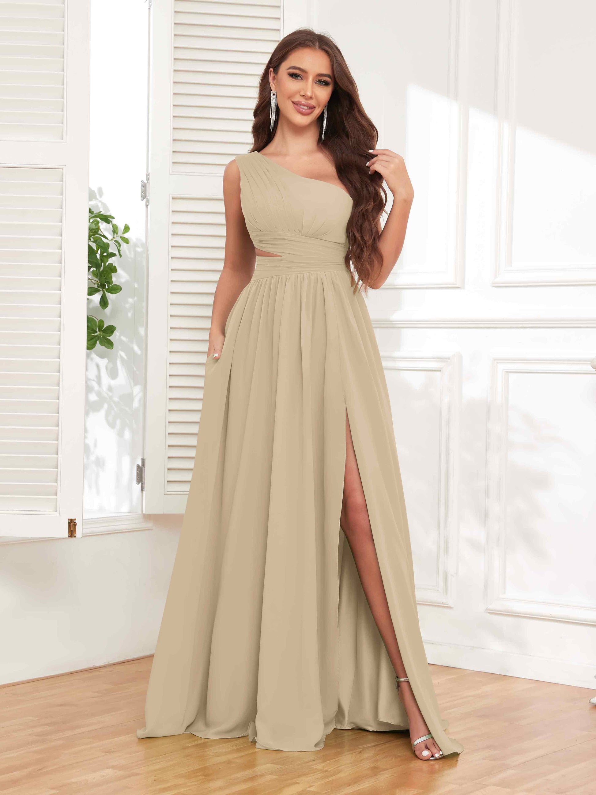 Stylish Lace Up One Shoulder Chiffon Bridesmaid Dresses UK With Pocket mollyevers.co.uk Stylish Lace Up One Shoulder Chiffon Bridesmaid Dresses UK With Pocket mollyevers.co.uk