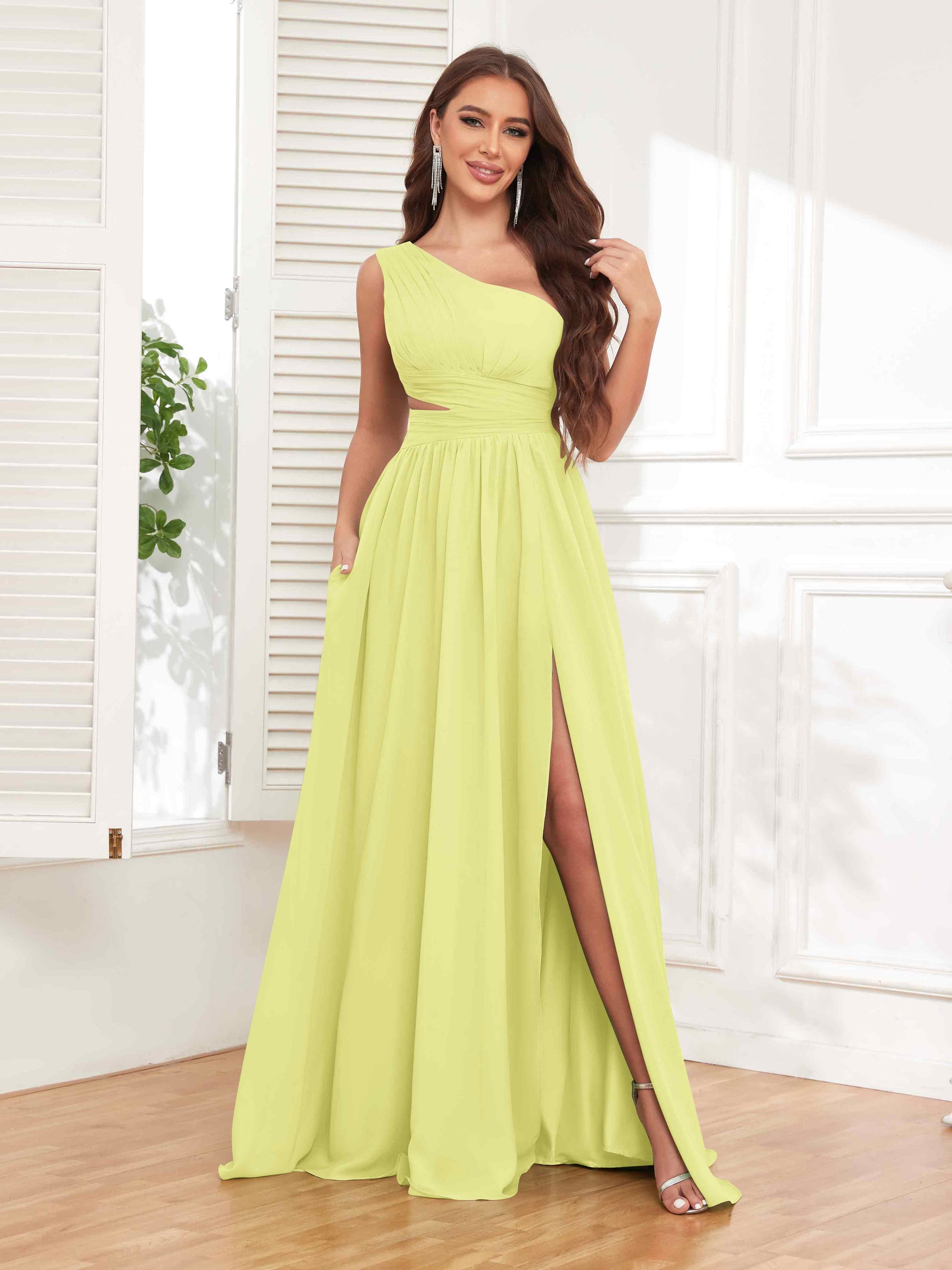 Stylish Lace Up One Shoulder Chiffon Bridesmaid Dresses UK With Pocket mollyevers.co.uk Stylish Lace Up One Shoulder Chiffon Bridesmaid Dresses UK With Pocket mollyevers.co.uk