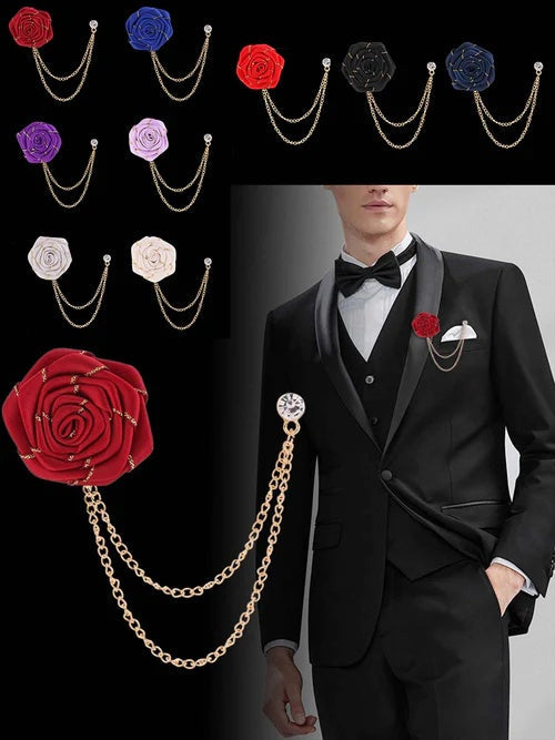 Trendy Men's Rose Flower Lapel Pin Stylish Suit Brooch Accessory UK