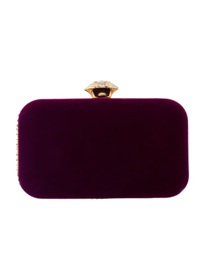 Velvet Crystal Evening Clutch Bag with Crescent Rhinestone Design for Wedding, Prom & Formal Events UK
