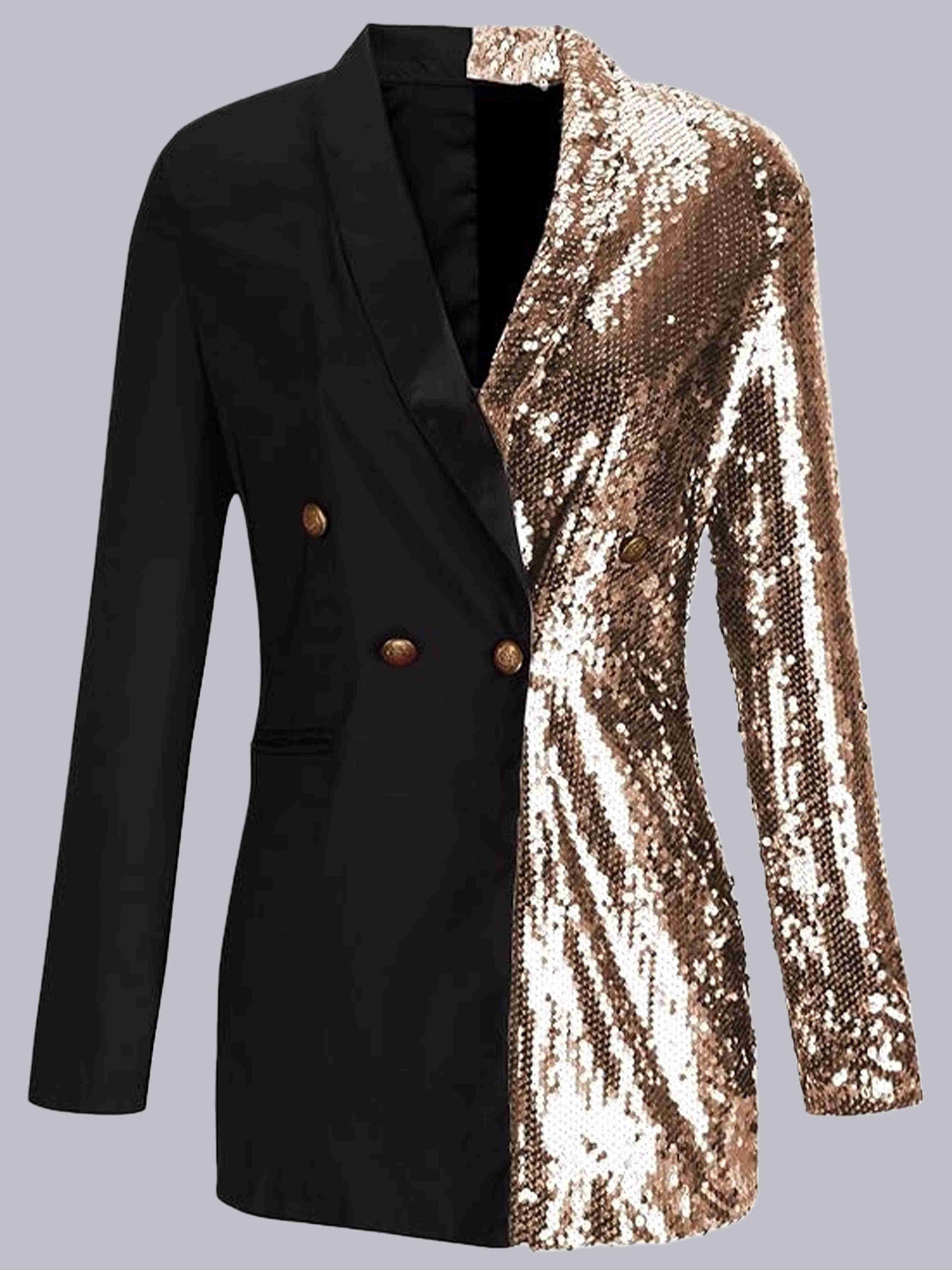 Women's Blazer Tailored Fit Double Breasted Sequined Prom Confident Night Style UK