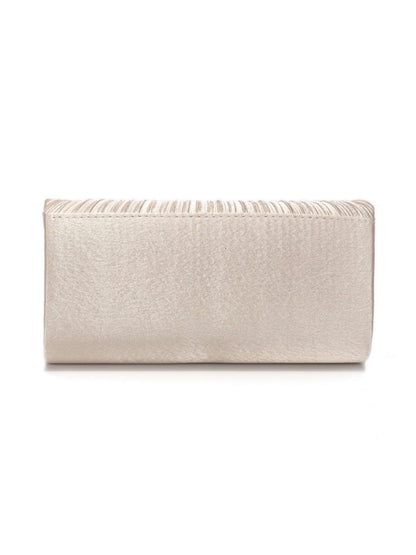 Women's Elegant Pleated Satin Clutch Purse with Chain for Wedding & Special Occasions UK