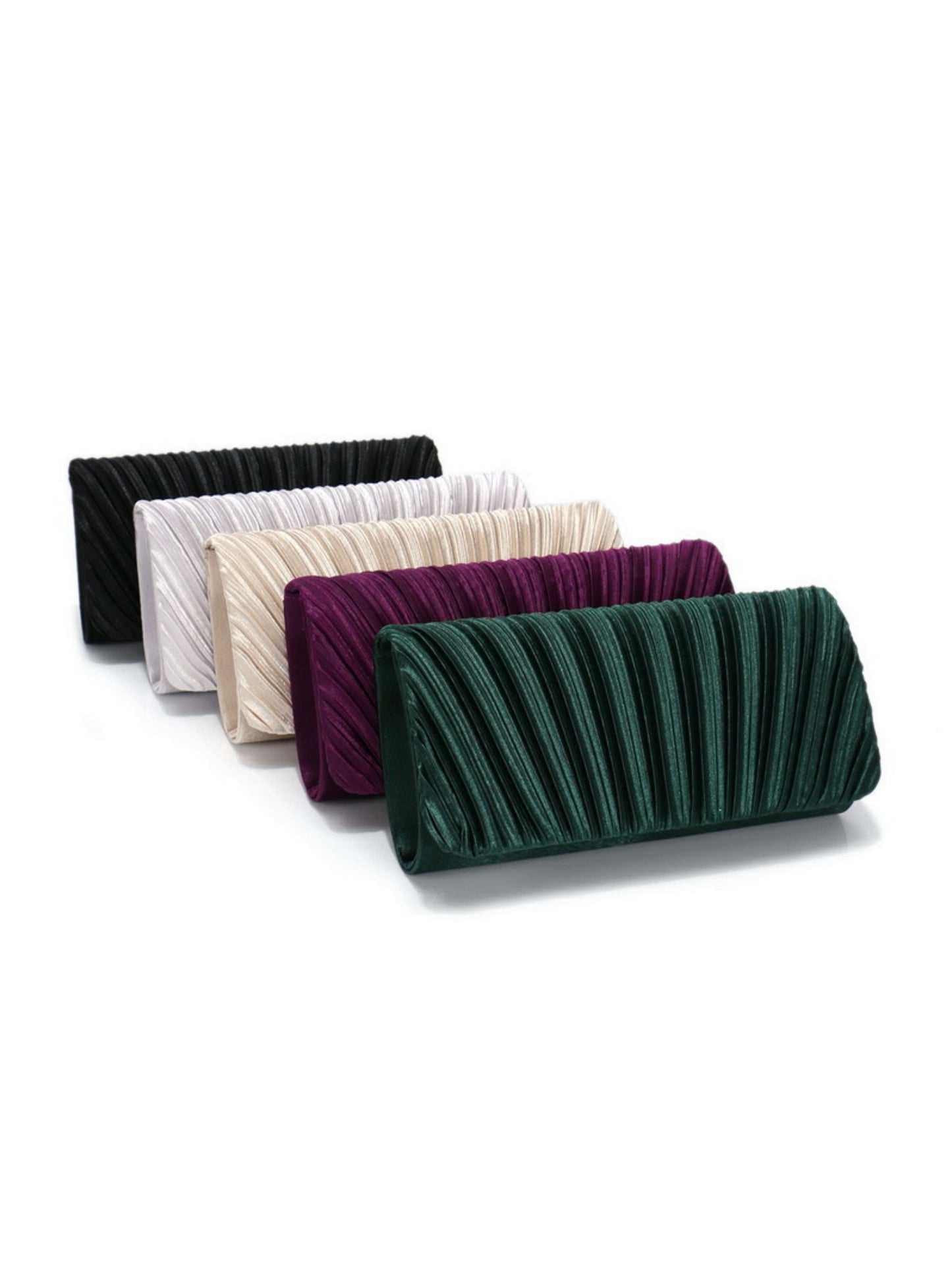 Women's Elegant Pleated Satin Clutch Purse with Chain for Wedding & Special Occasions UK