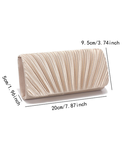 Women's Elegant Pleated Satin Clutch Purse with Chain for Wedding & Special Occasions UK