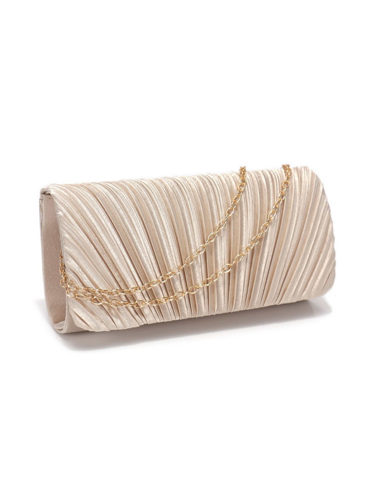 Women's Elegant Pleated Satin Clutch Purse with Chain for Wedding & Special Occasions UK