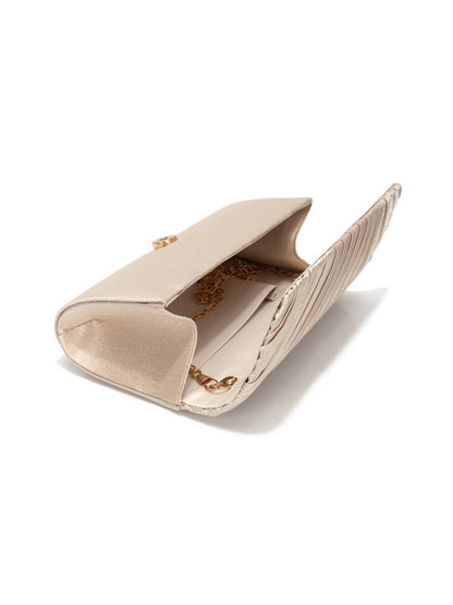 Women's Elegant Pleated Satin Clutch Purse with Chain for Wedding & Special Occasions UK