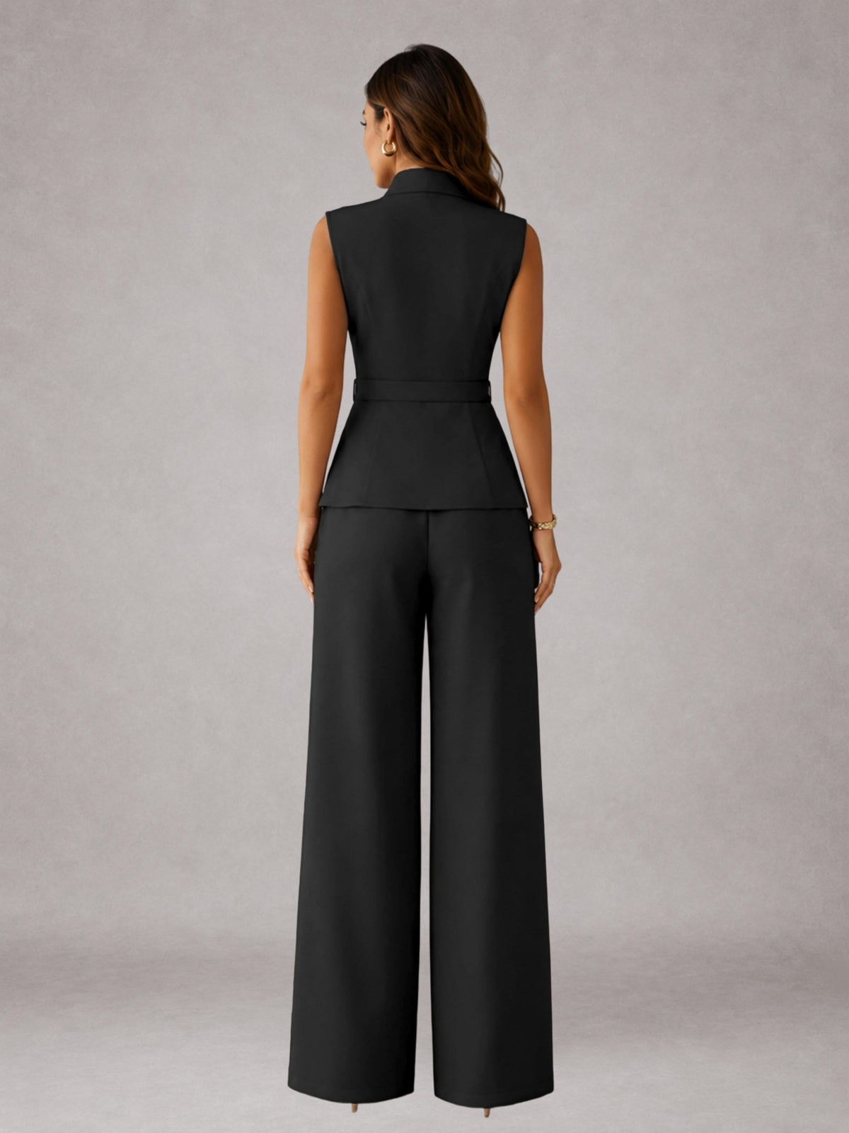 Women's Suits 2 Pieces Wide-Leg V-Neck One-Button for Business, Work & Evening Events UK