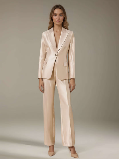 Women's Suits 2 Pieces Regular Fit Peak Lapel One Button for Events UK