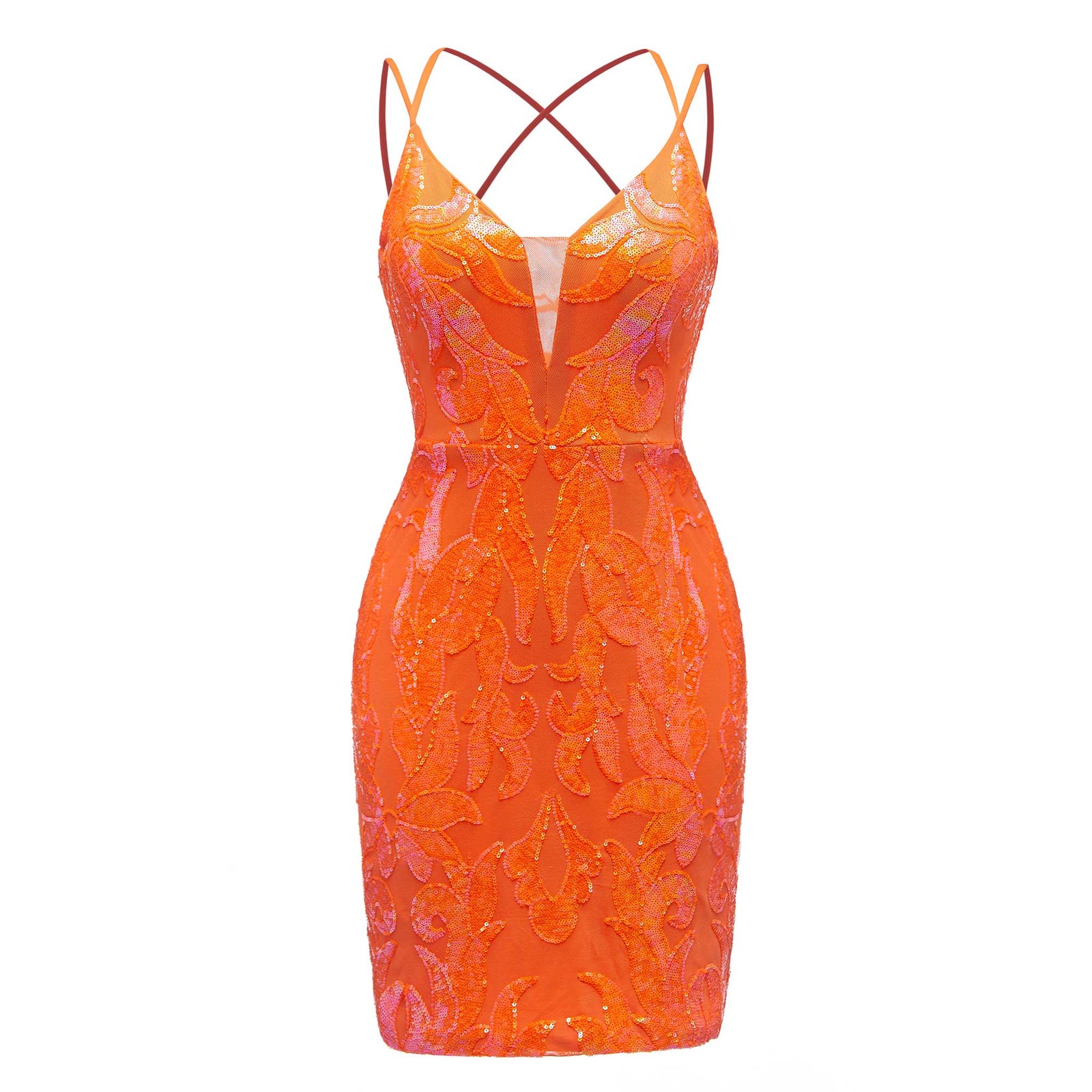 Deep V-Neck Bodycon Sleeveless Sequins Mini Homecoming Dresses UK