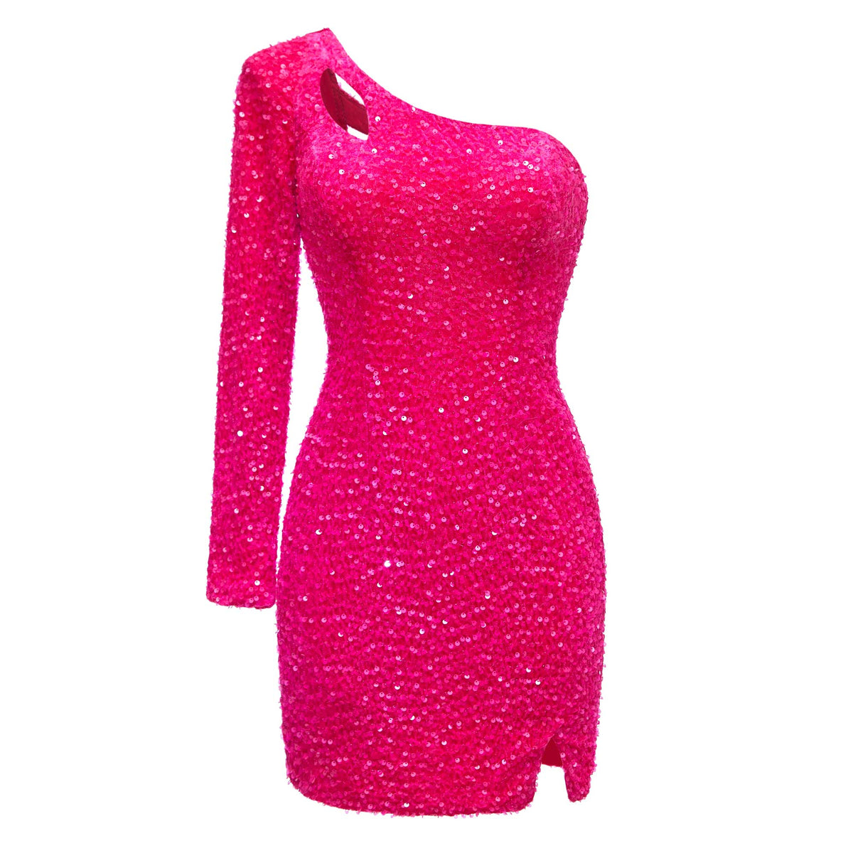 One Shoulder Long Sleeve Sequins Mini Homecoming Dresses UK