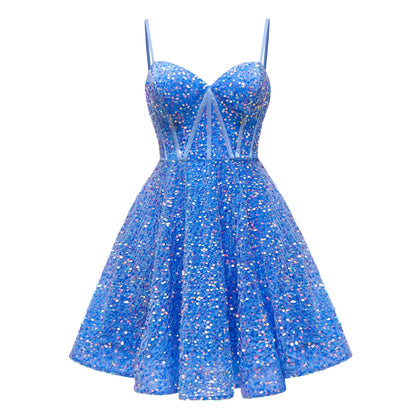 Sleeveless Lace Up Ruched Sequins Short Homecoming Dresses UK