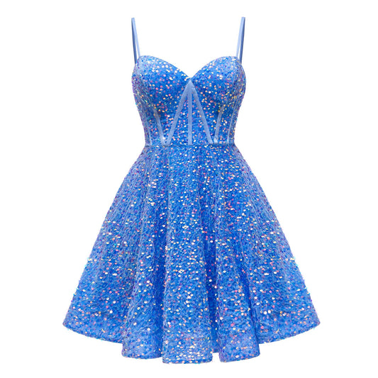 Sleeveless Lace Up Ruched Sequins Short Homecoming Dresses UK