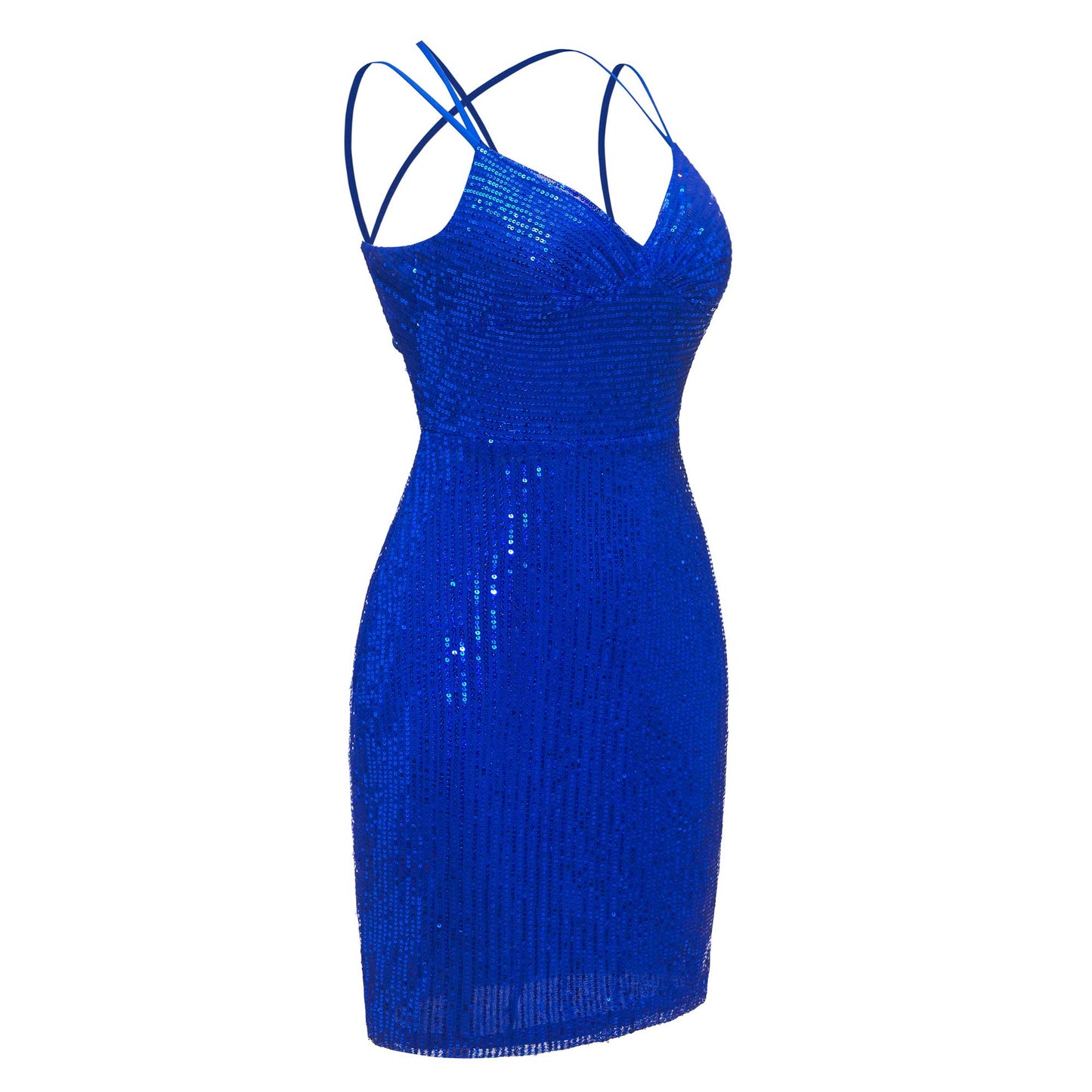 V-Neck Sleeveless Sheath Sequins Mini Homecoming Dresses UK