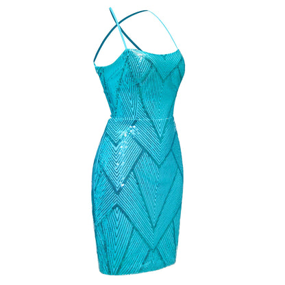 Spaghetti Straps Sleeveless Sequins Mini Homecoming Dresses UK