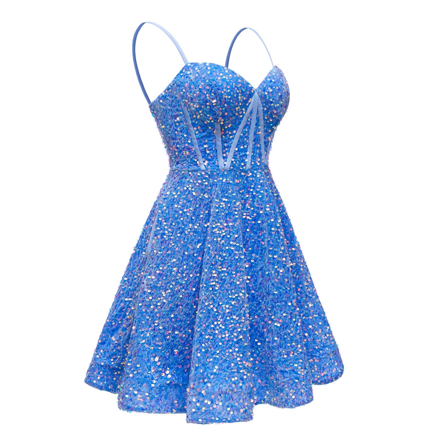 Sleeveless Lace Up Ruched Sequins Short Homecoming Dresses UK