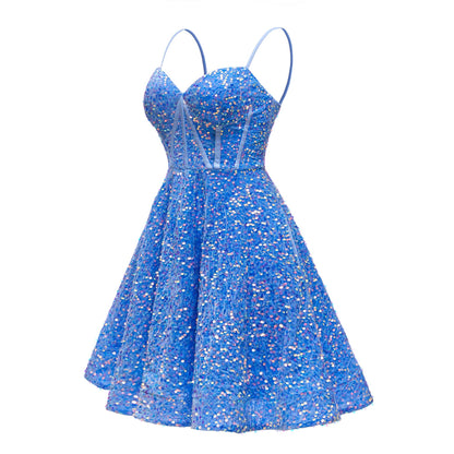 Sleeveless Lace Up Ruched Sequins Short Homecoming Dresses UK