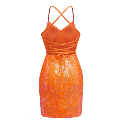 A-Line V-Neck Sleeveless Sequins Mini Homecoming Dresses UK
