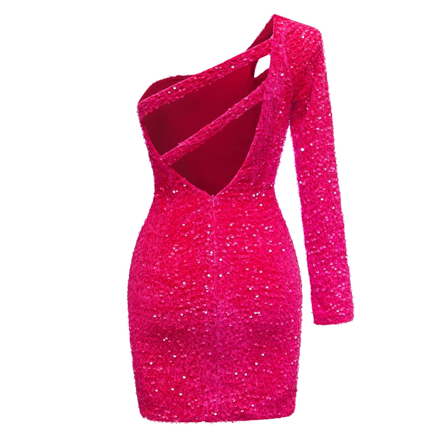 One Shoulder Long Sleeve Sequins Mini Homecoming Dresses UK