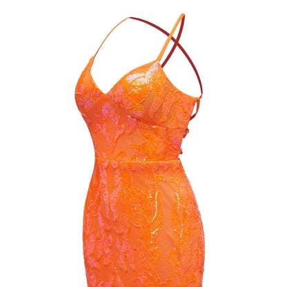 A-Line V-Neck Sleeveless Sequins Mini Homecoming Dresses UK