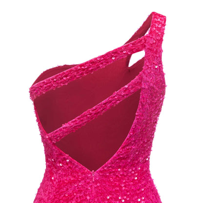 One Shoulder Sleeveless Sequins Short Homecoming Dresses UK