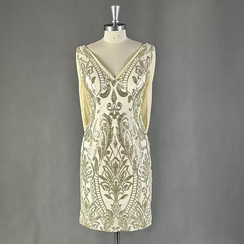 Sleeveless V-Neck Sheath Sequins Homecoming Dresses UK