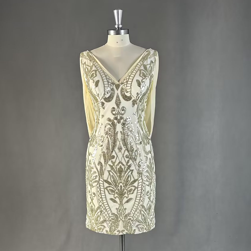 Sleeveless V-Neck Sheath Sequins Homecoming Dresses UK