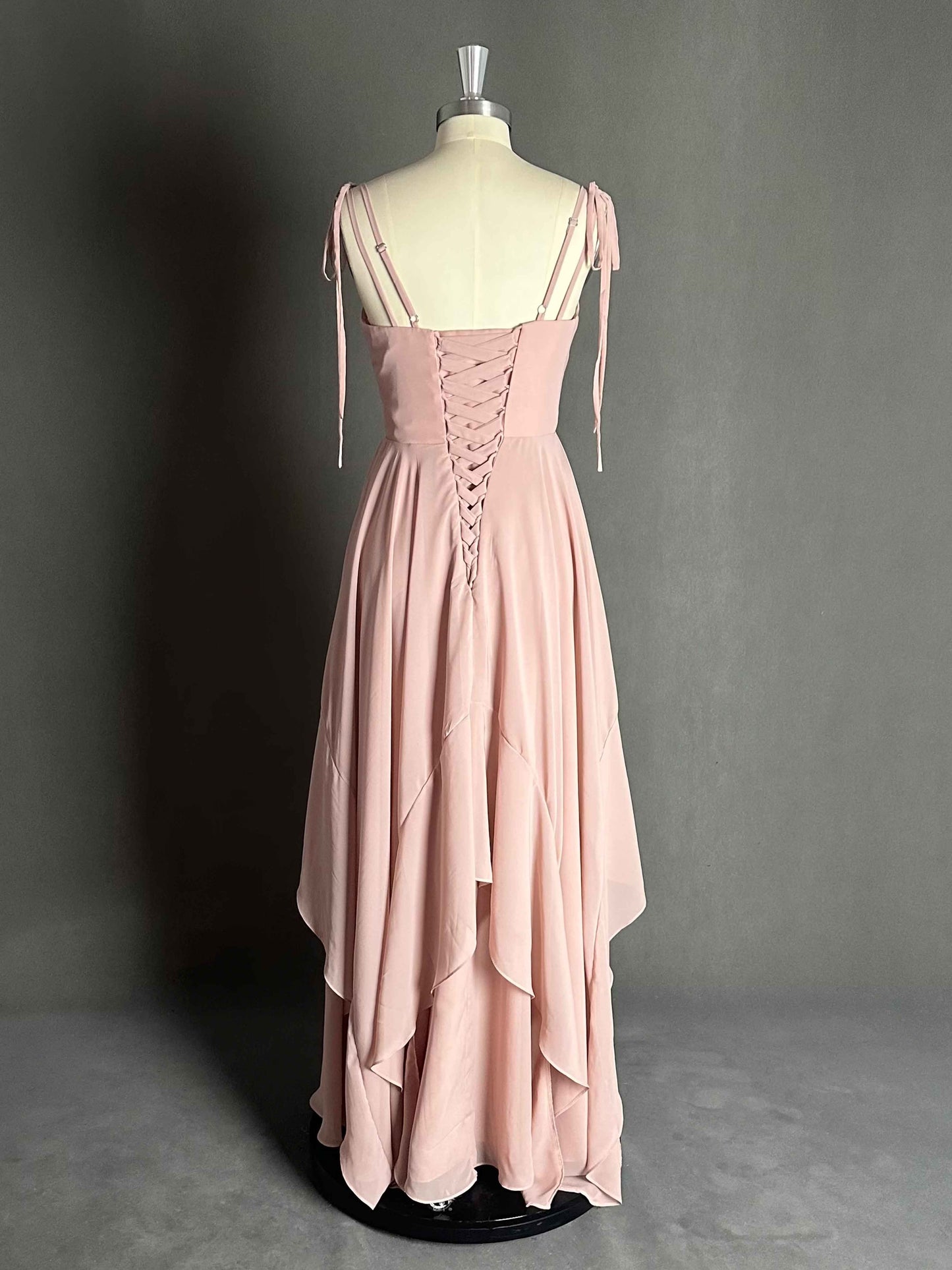 Trendy Spaghetti Straps V-Neck Ruffles Chiffon Bridesmaid Dress