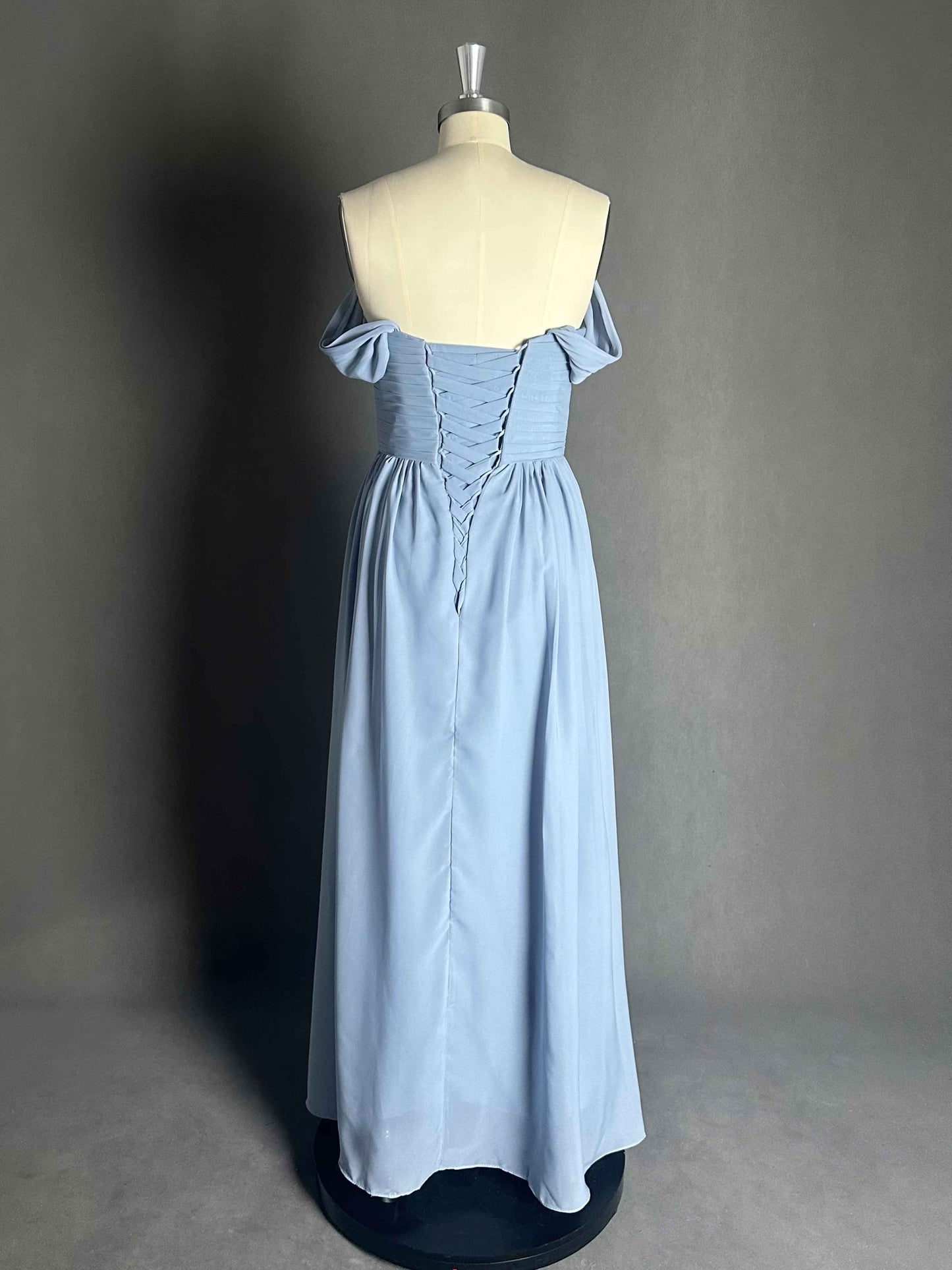 Refined Off The Shoulder Floor Long Chiffon Bridesmaid Dress