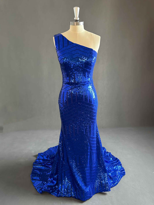 Upscale One Shoulder Sleevesless Sheath Sequin Prom Dresses