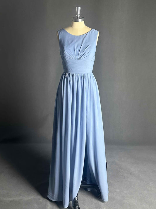 Beautiful Sleeves Ruched Chiffon Bridesmaid Dress with Slit