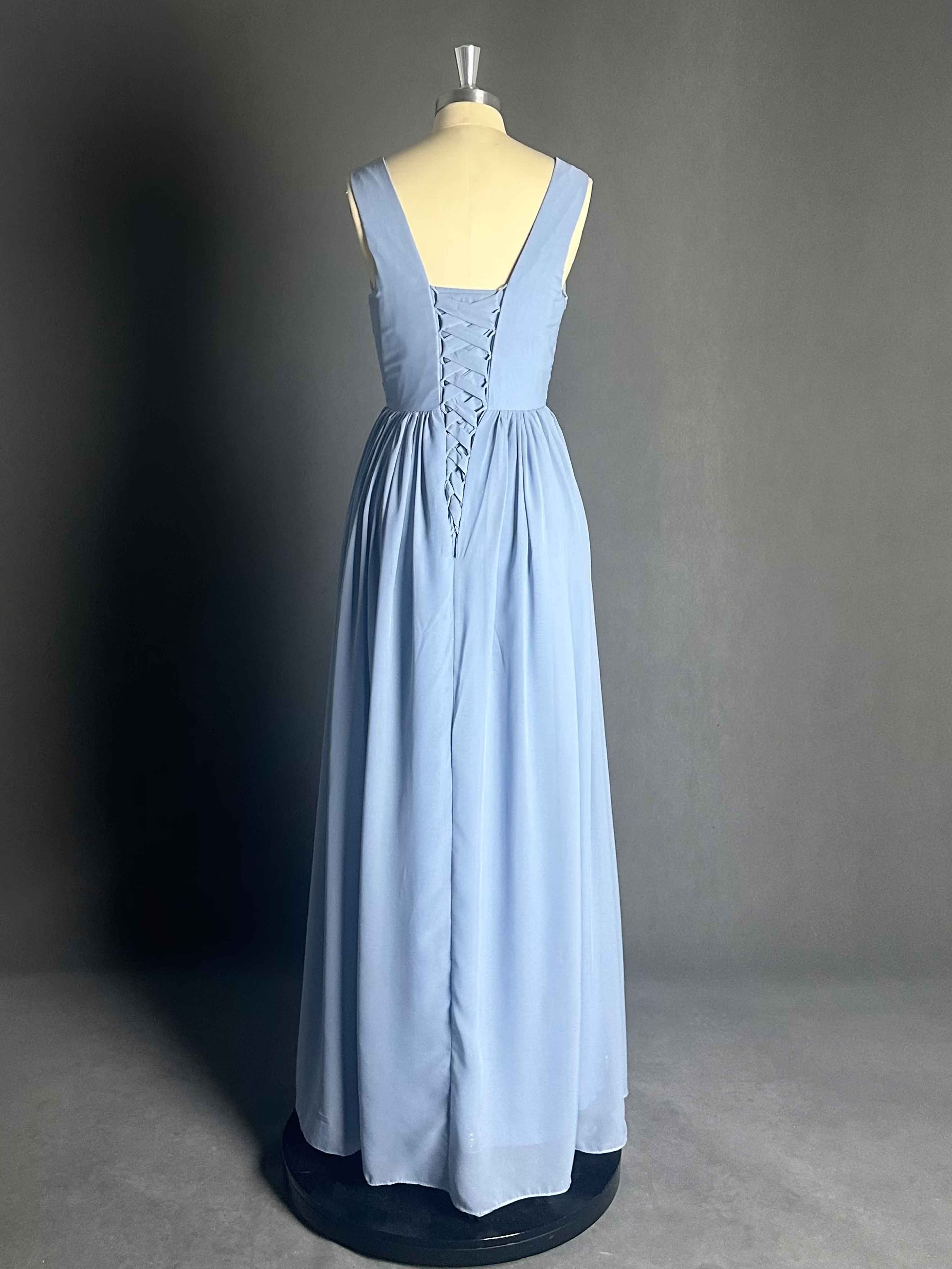 Beautiful Sleeves Ruched Chiffon Bridesmaid Dress with Slit