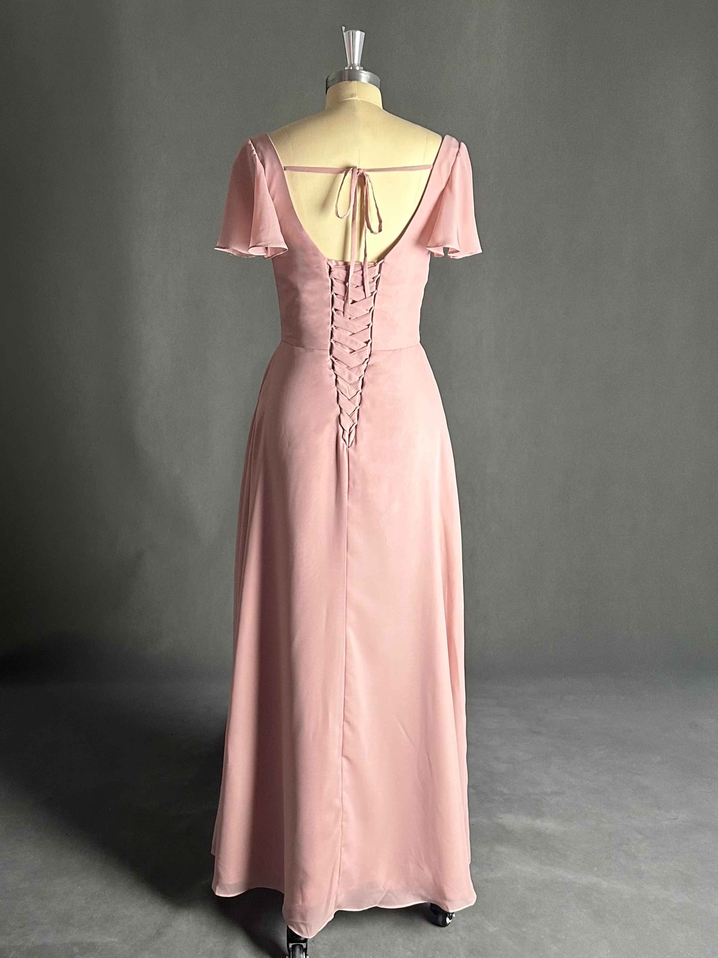 Gorgeous Square Neck A Line Chiffon Bridesmaid Dresses Whit Slit