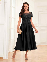 Elegant A-Line Lace Up Tea Length Mother Of The Bride Dresses